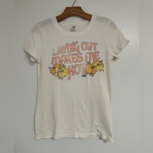 Hollister White Tee with Pink and Yellow Print